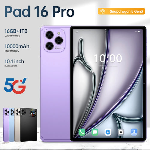 10.1" HD Kids Tablet Pad 16 Pro MTK Octa Core Android15 with Front Camera Wi-Fi 3G 4G+5G 16GB+1TB