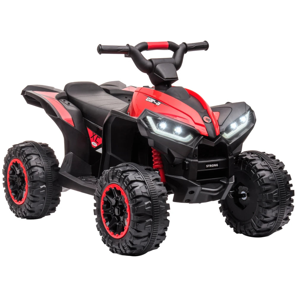 12V Kids Electric Scooter Four Resistant Wheels Horn Headlights AUX USB Port Forward Reverse Functions Kids Electric ATV for 3+