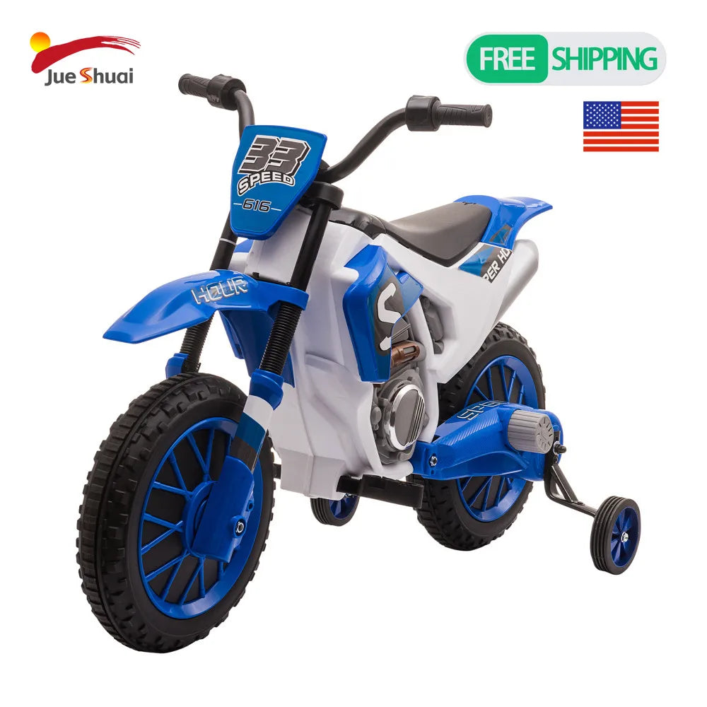 12V Kids Electric Scooter Battery Powered with Training Wheels Rear Wheel Drive 45 Mins Playtime Kids Electric Dirt Bike for 3-5