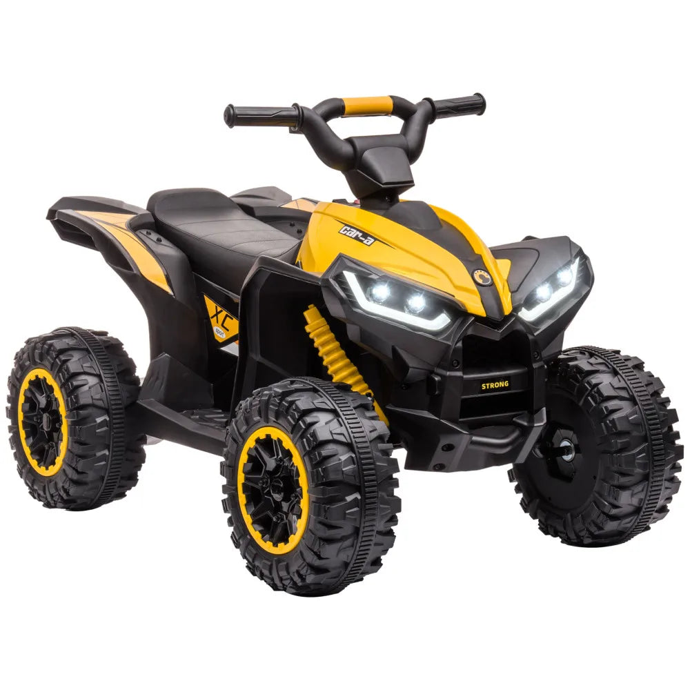 12V Kids Electric Scooter Four Resistant Wheels Horn Headlights AUX USB Port Forward Reverse Functions Kids Electric ATV for 3+