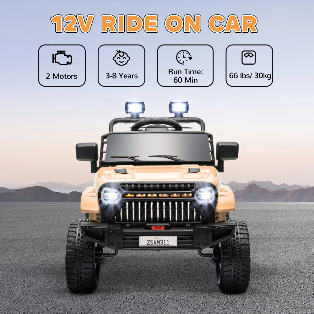 12V Kids Electric Scooter Ride on Truck with Remote Control 3 Speeds Spring Suspension Wheels USB Music HornKids Electric UTV 3+