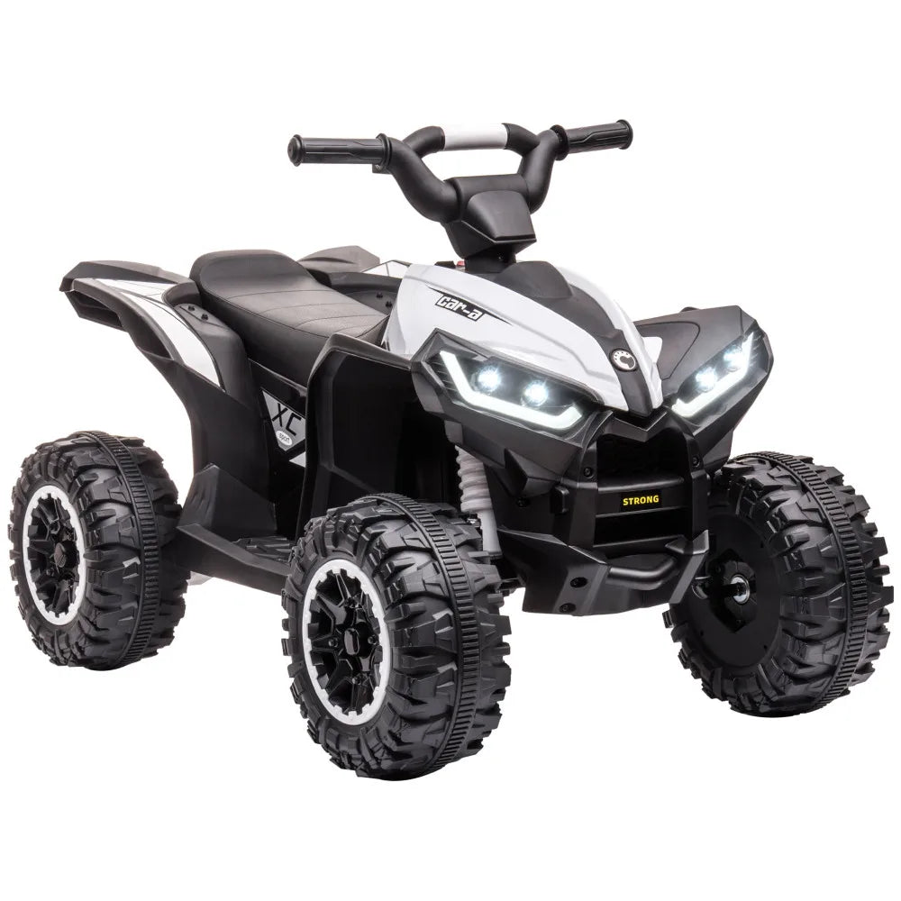 12V Kids Electric Scooter Four Resistant Wheels Horn Headlights AUX USB Port Forward Reverse Functions Kids Electric ATV for 3+